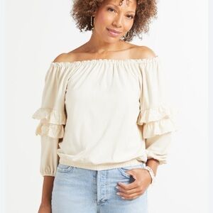 Evereve Cory‎ Knit Ruffle Off Shoulder Medium